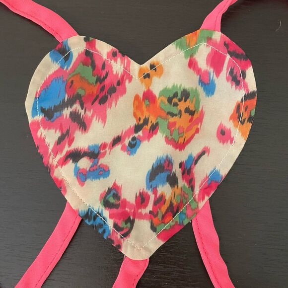 Chandelier Tank Crop Top M Pink Heart Back Floral Abstract Multicolor Y2K LF - Picture 3 of 7